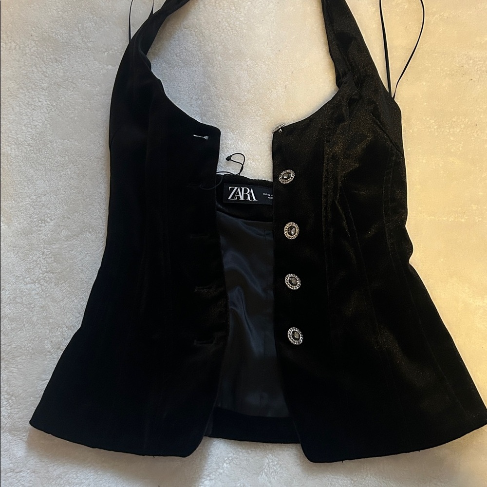 Zara velvet waistcoat with gem buttons - Picture 7 of 8